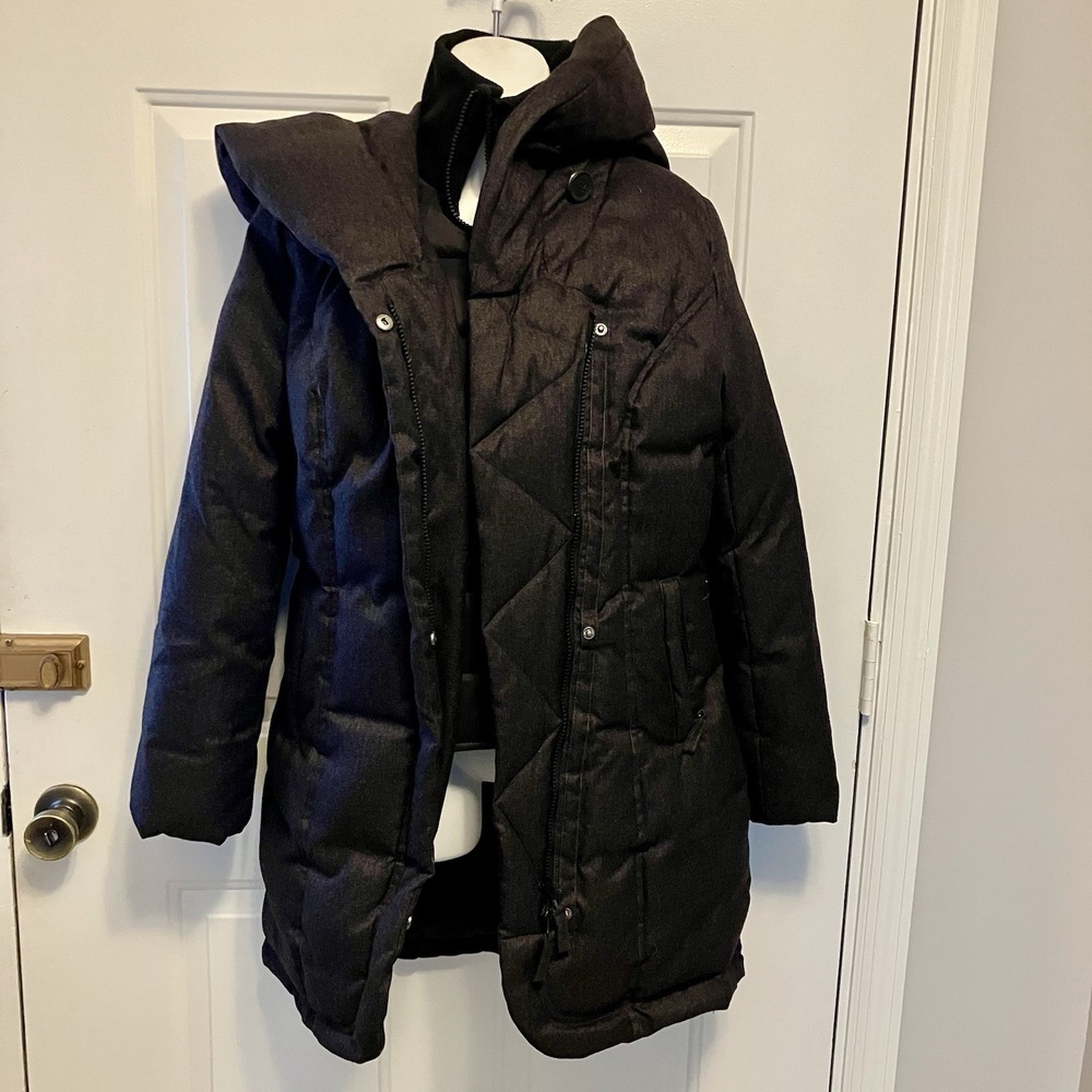 Oli Montreal‎ Canada Small Black Long Winter Puffer Down Jacket Coat Women's